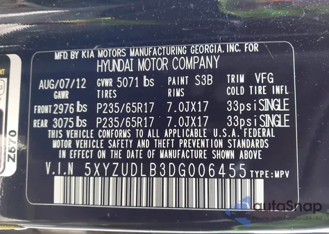 2013 Hyundai Santa Fe Sport from USA, damaged, VIN 5XYZUDLB3DG006455